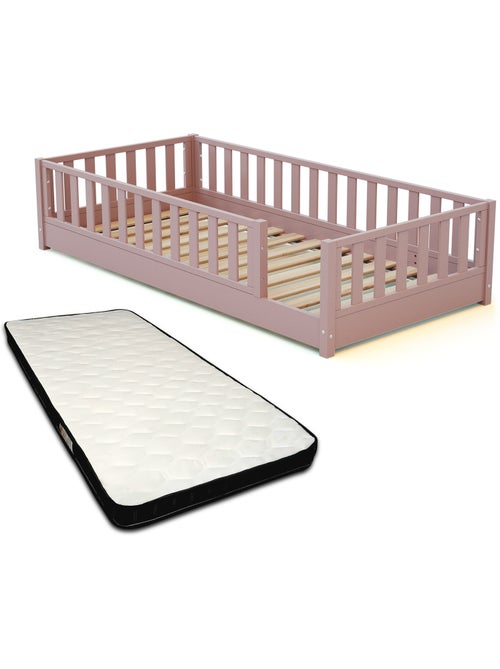 JURABABY - Lit au sol enfant en bois SONHO avec matelas - 90x190 - Kiabi