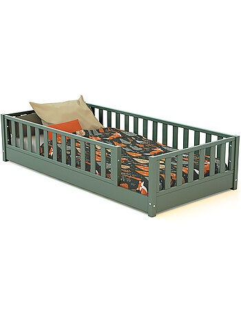 JURABABY - Lit au sol enfant en bois SONHO avec matelas - 90x190