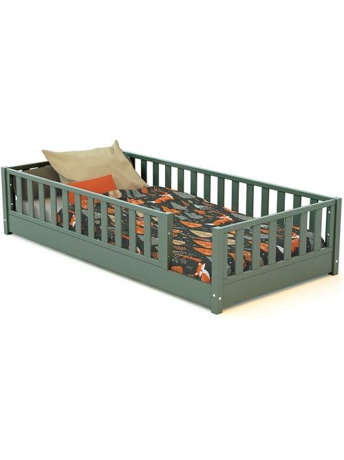 JURABABY - Lit au sol enfant en bois SONHO avec matelas - 90x190 - Kiabi