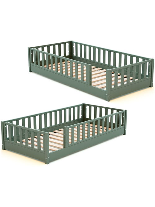 JURABABY - Lit au sol enfant en bois SONHO avec matelas - 90x190 - Kiabi