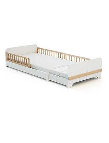 JURABABY - Lit au sol enfant extensible en bois 80x140-165-190 CARROUSEL - Blanc