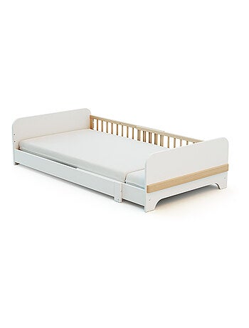 JURABABY - Lit au sol enfant extensible en bois 80x140-165-190 CARROUSEL - Blanc