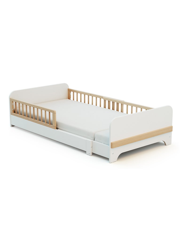 JURABABY - Lit au sol enfant extensible en bois 80x140-165-190 CARROUSEL - Blanc Blanc - Kiabi