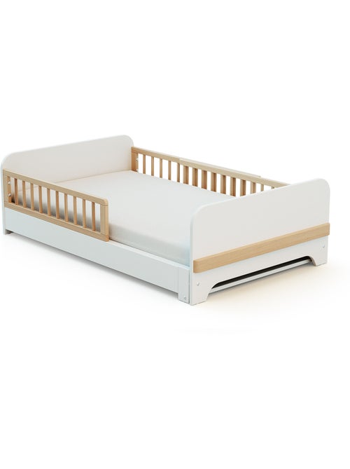 JURABABY - Lit au sol enfant extensible en bois 80x140-165-190 CARROUSEL avec matelas - Blanc - Kiabi