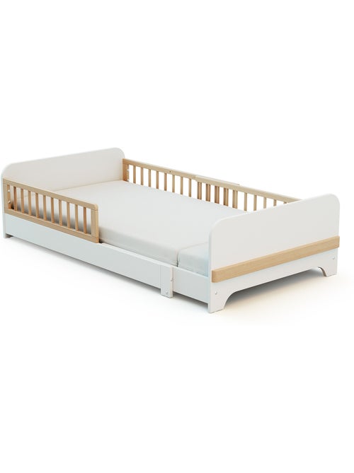 JURABABY - Lit au sol enfant extensible en bois 80x140-165-190 CARROUSEL avec matelas - Blanc - Kiabi
