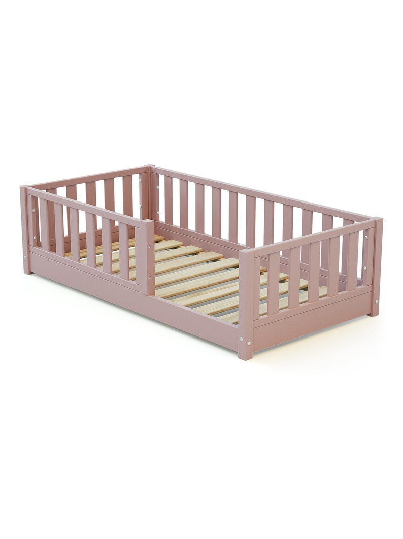 JURABABY - Lit enfant au sol en bois SONHO MINI MINI - 70x140 Rose - Kiabi