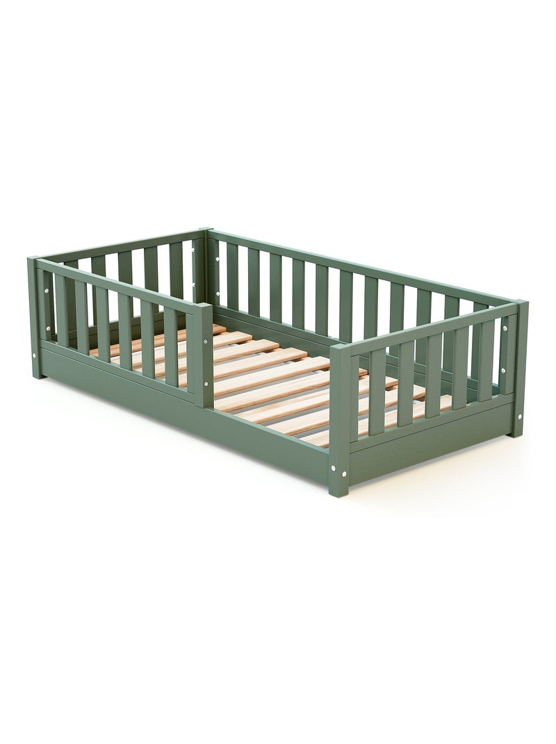 JURABABY - Lit enfant au sol en bois SONHO MINI MINI - 70x140 Vert - Kiabi