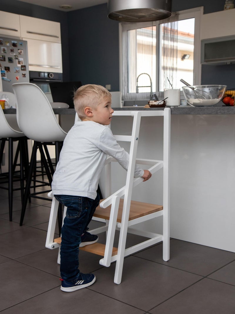 JURABABY - Tour d'observation/apprentissage enfant en bois avec tableau ardoise VISTA Beige/Blanc - Kiabi