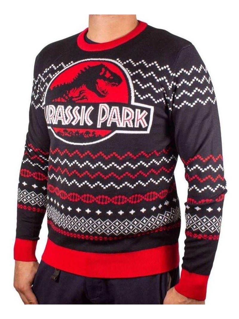 Jurassic Park - Sweat Noël motif/style logo UGLY Noir Rouge - Kiabi