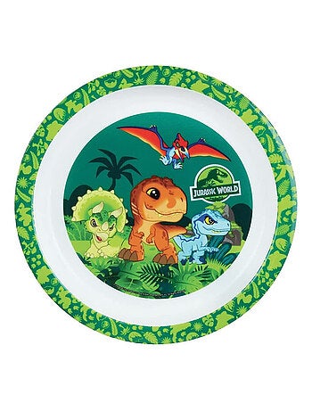Jurassic world lot 6 pcs (verre, assiette, bol, couverts, gourde, bg)