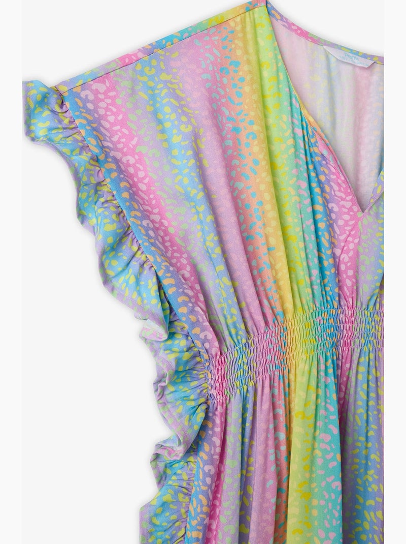 Kaftan energy à imprimé léopard et pompons fille penti Multicolore - Kiabi