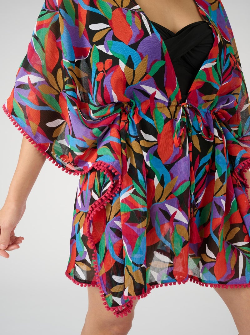 Kaftan uni ou imprimé en voile - Damart Noir - Kiabi