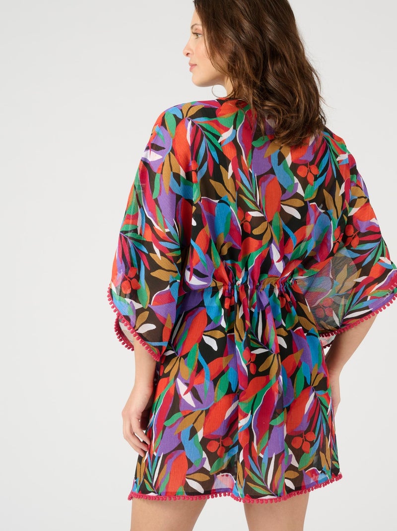 Kaftan uni ou imprimé en voile - Damart Noir - Kiabi