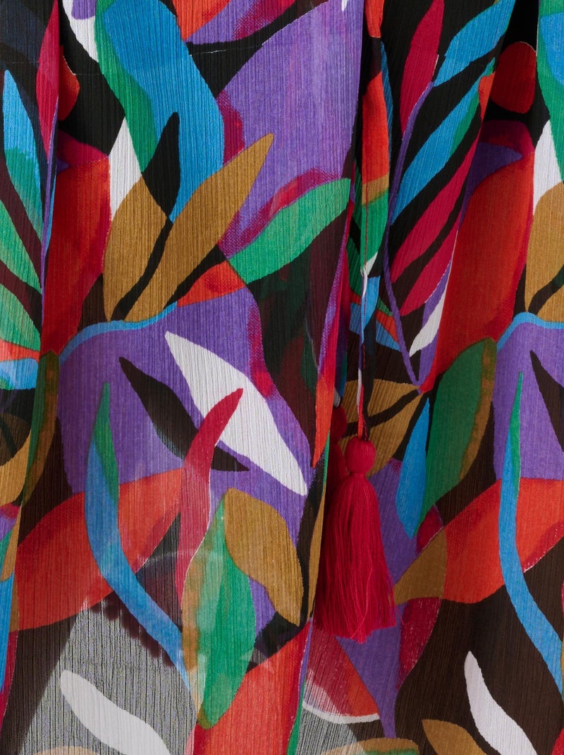 Kaftan uni ou imprimé en voile - Damart Noir - Kiabi