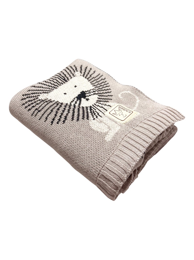 Kaiser - Couverture en tricot et coton bio Beige - Kiabi