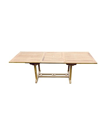 KAJANG - Table de jardin rectangulaire extensible en teck brut 10 personnes