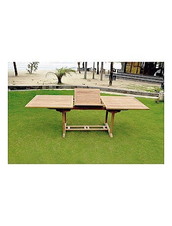 KAJANG - Table de jardin rectangulaire extensible en teck brut 10 personnes