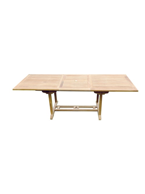 KAJANG - Table de jardin rectangulaire extensible en teck brut 10 personnes - Kiabi