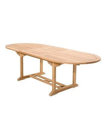 KAJANG Salon de jardin Teck 10 places Table ovale 6 chaises 2 fauteuils