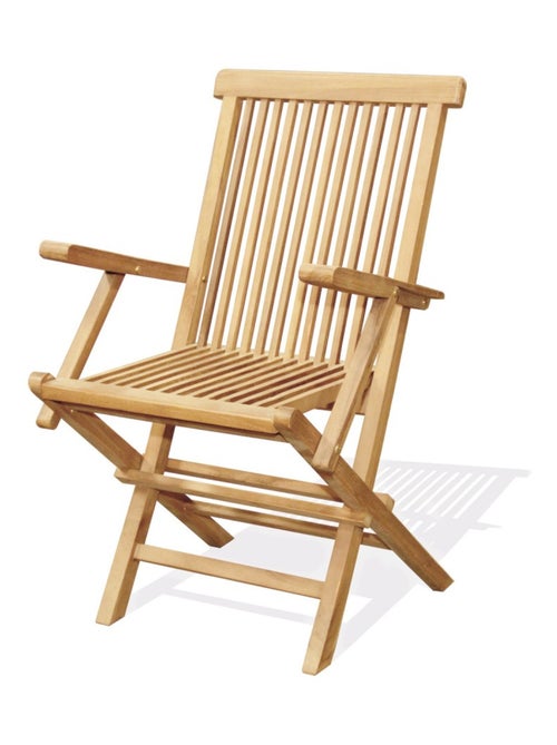 KAJANG Salon de jardin teck 12 places table rectangulaire 8 chaises 2 fauteuils - Kiabi