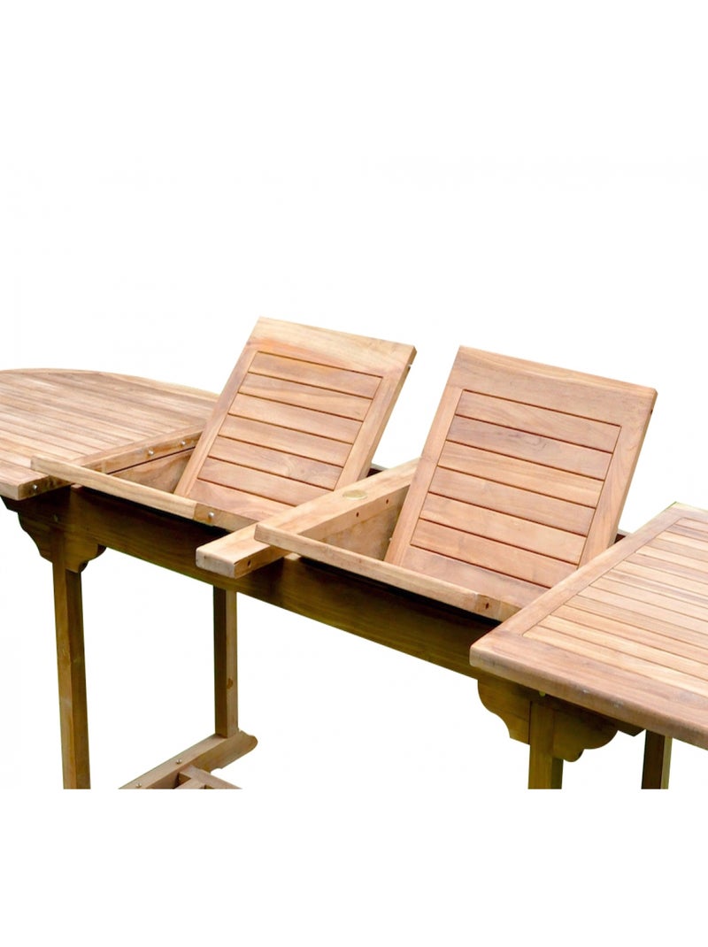 KAJANG Salon de jardin Teck massif 10-12 personnes - Table ovale + 10 chaises Marron - Kiabi