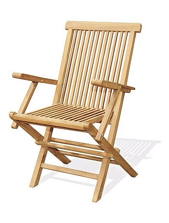 Kajang : Salon de jardin Teck massif 6 personnes - Table rectangle + 4 chaises + 2 fauteuils