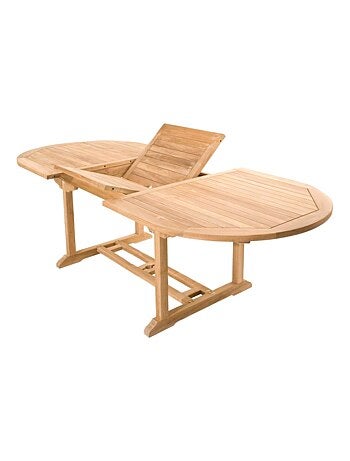 KAJANG Salon de jardin Teck massif 8 à 10 personnes - Table ovale + 8 chaises