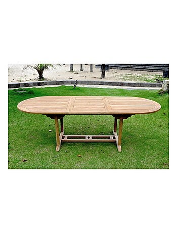 KAJANG Table de jardin extensible 10 places en teck brut