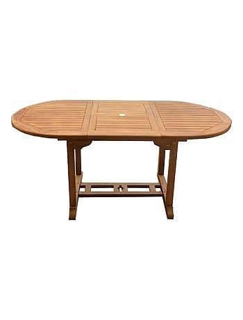 KAJANG Table de jardin ovale extensible en teck brut 6 personnes