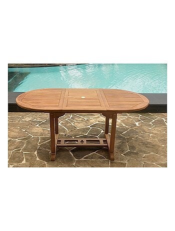 KAJANG Table de jardin ovale extensible en teck brut 6 personnes
