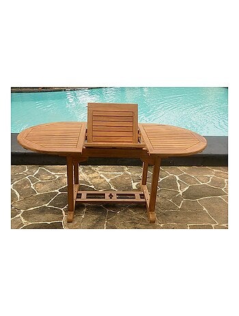 KAJANG Table de jardin ovale extensible en teck brut 6 personnes