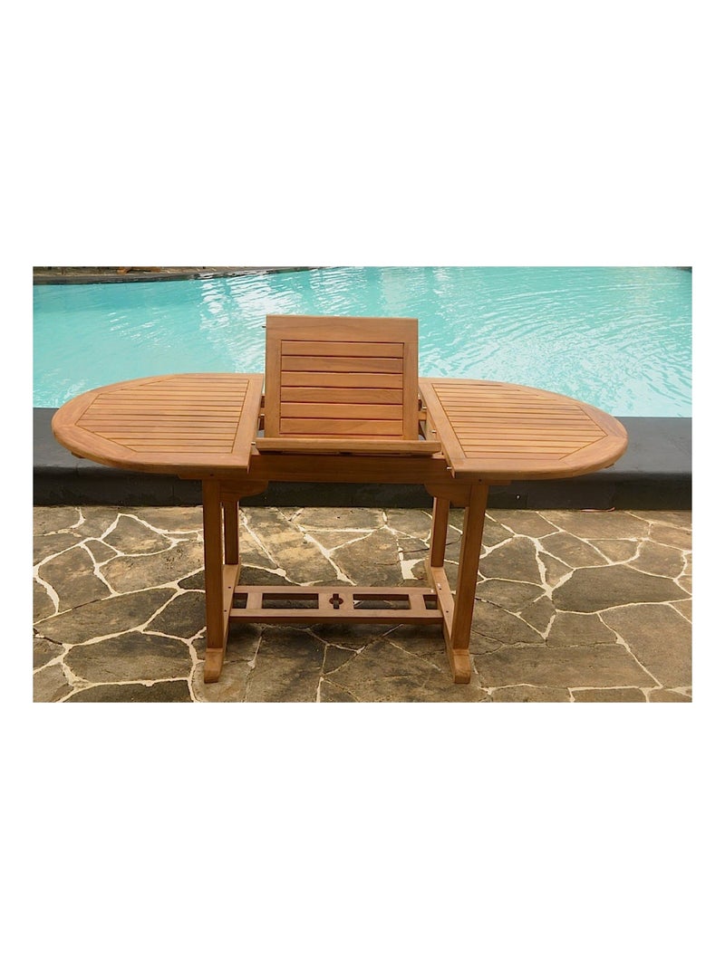 KAJANG Table de jardin ovale extensible en teck brut 6 personnes Marron - Kiabi
