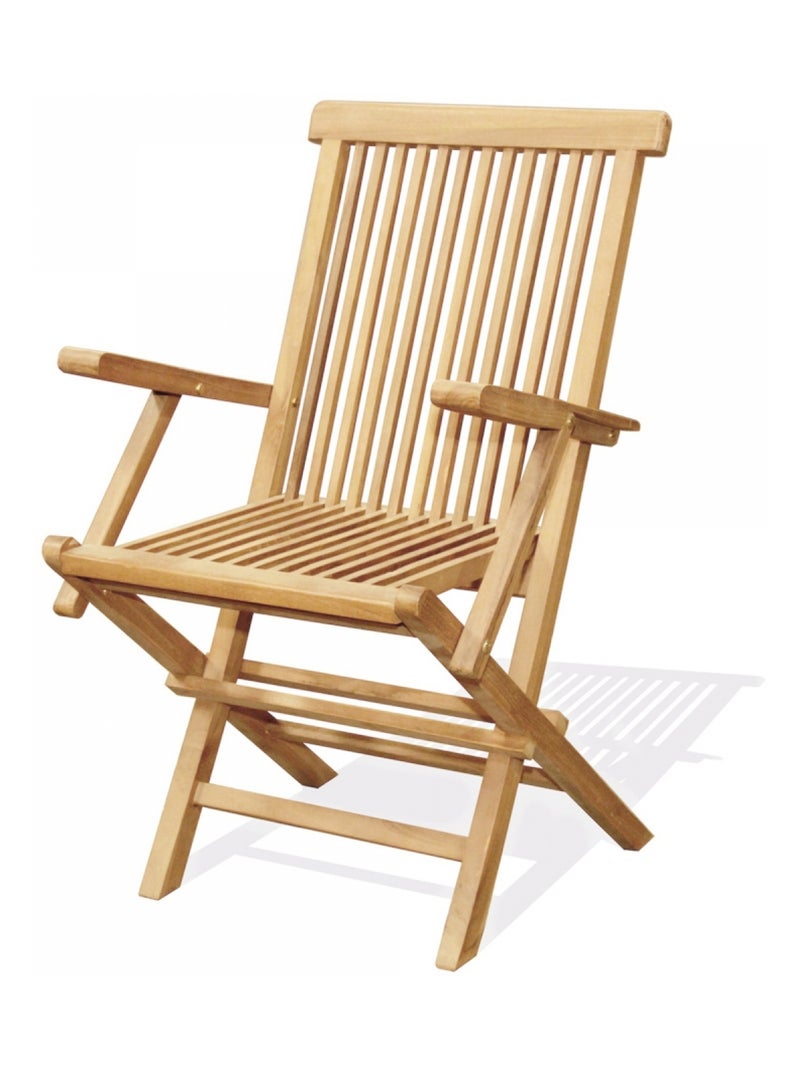 KAJANG Table de jardin rectangulaire 4 chaises 2 fauteuils en teck Marron - Kiabi