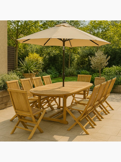 KAJANG Table ovale + 10 chaises - Kiabi