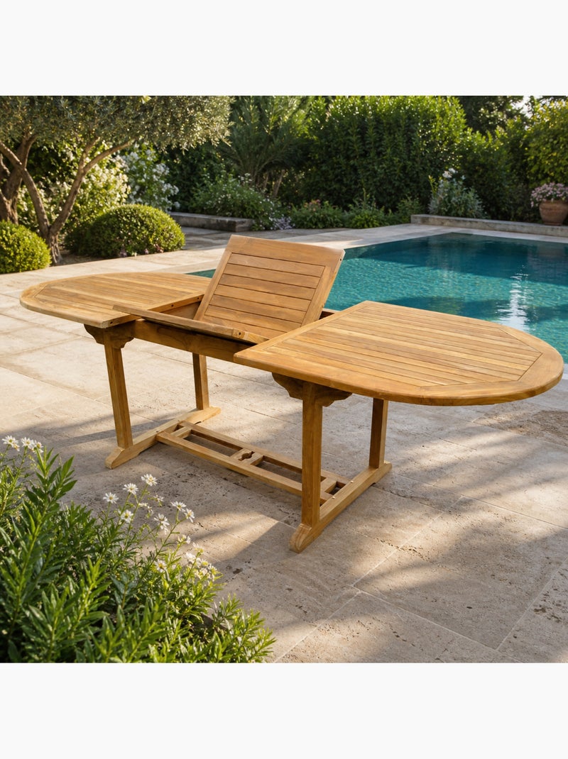 KAJANG Table ovale + 10 chaises Marron - Kiabi