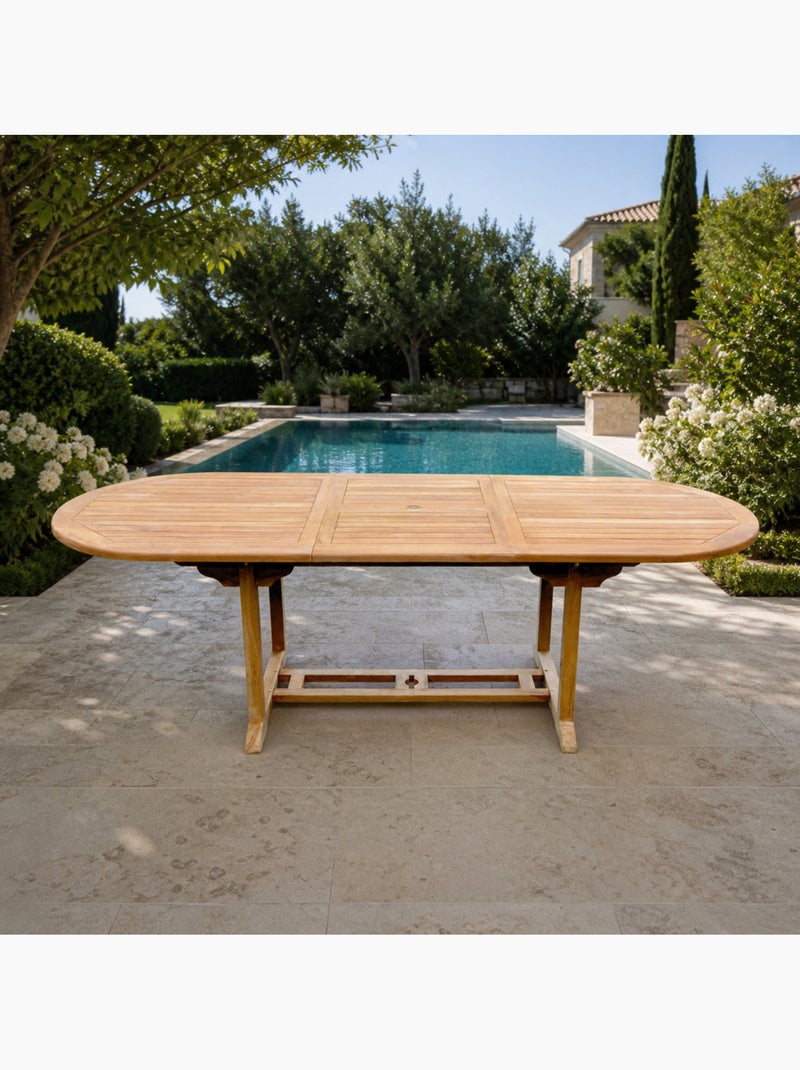 KAJANG Table ovale + 10 chaises Marron - Kiabi