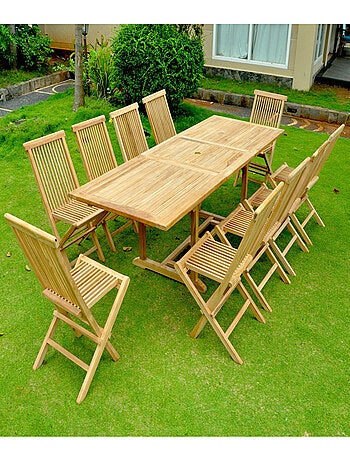 KAJANG Table rectangulaire + 10 chaises