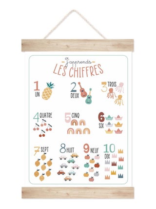 Kakemono en bois j'apprends les chiffres
