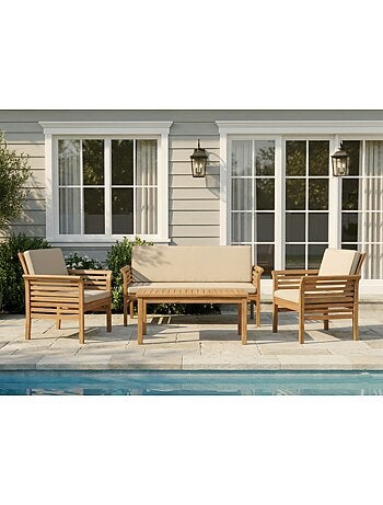 KAMPOT Salon de jardin 4 places en acacia