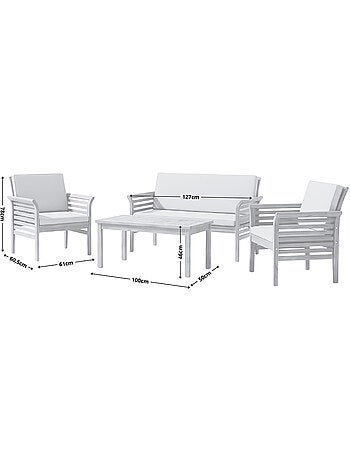 KAMPOT Salon de jardin 4 places en acacia