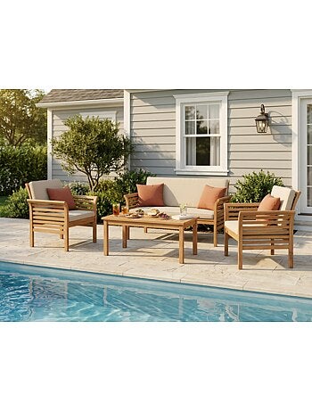 KAMPOT Salon de jardin 4 places en acacia