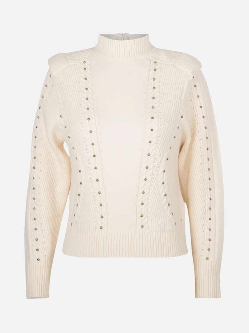 Pull Femme Kaporal écru - Maille Ouverte, Taille M, Comme Neuf !