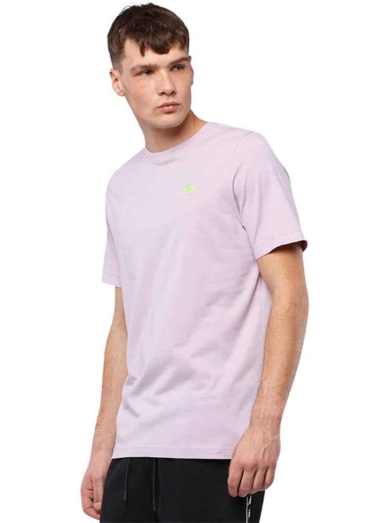 Kappa - T-shirt motif/style Logo brodé Violet clair - Kiabi