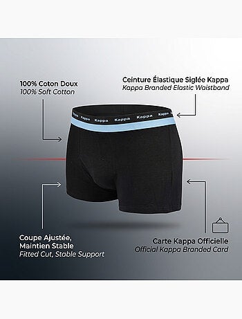 KAPPA Boxers Homme Lot de 3, Coton, Ceinture Élastique Siglée Kappa