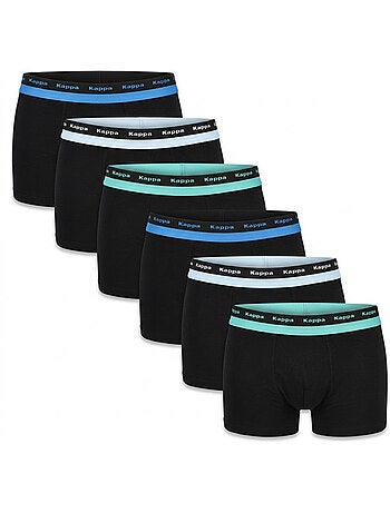 KAPPA Boxers Homme Lot de 6, Coton, Ceinture Élastique Siglée Kappa