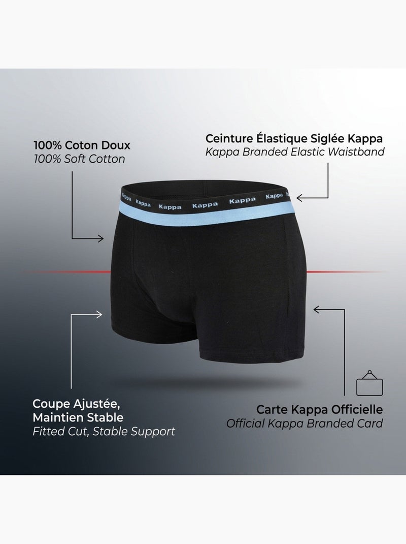 KAPPA Boxers Homme Lot de 6, Coton, Ceinture Élastique Siglée Kappa Noir - Kiabi