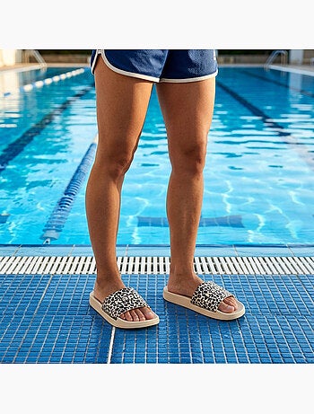 KAPPA Claquette Femme Piscine Glitter Glossy Léopard