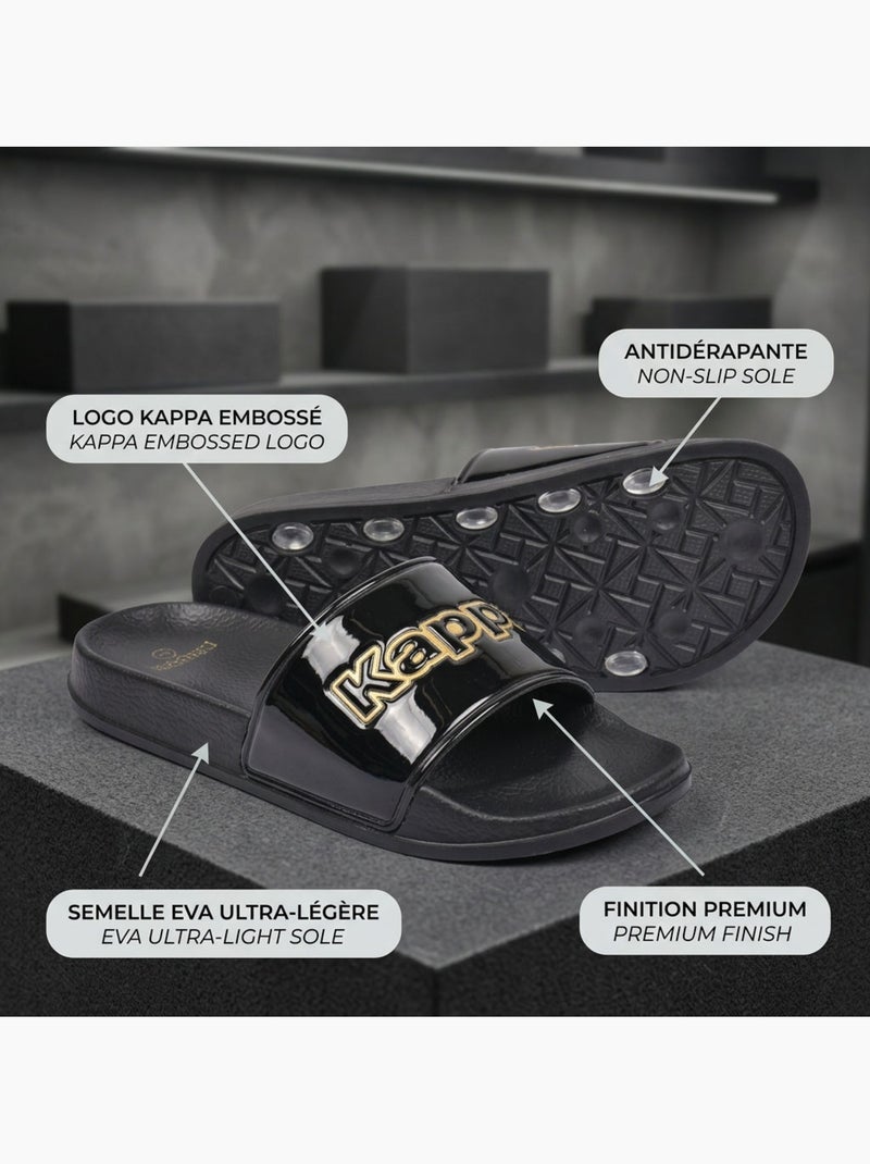 KAPPA Claquette Femme Piscine Glitter Glossy Léopard Noir - Kiabi