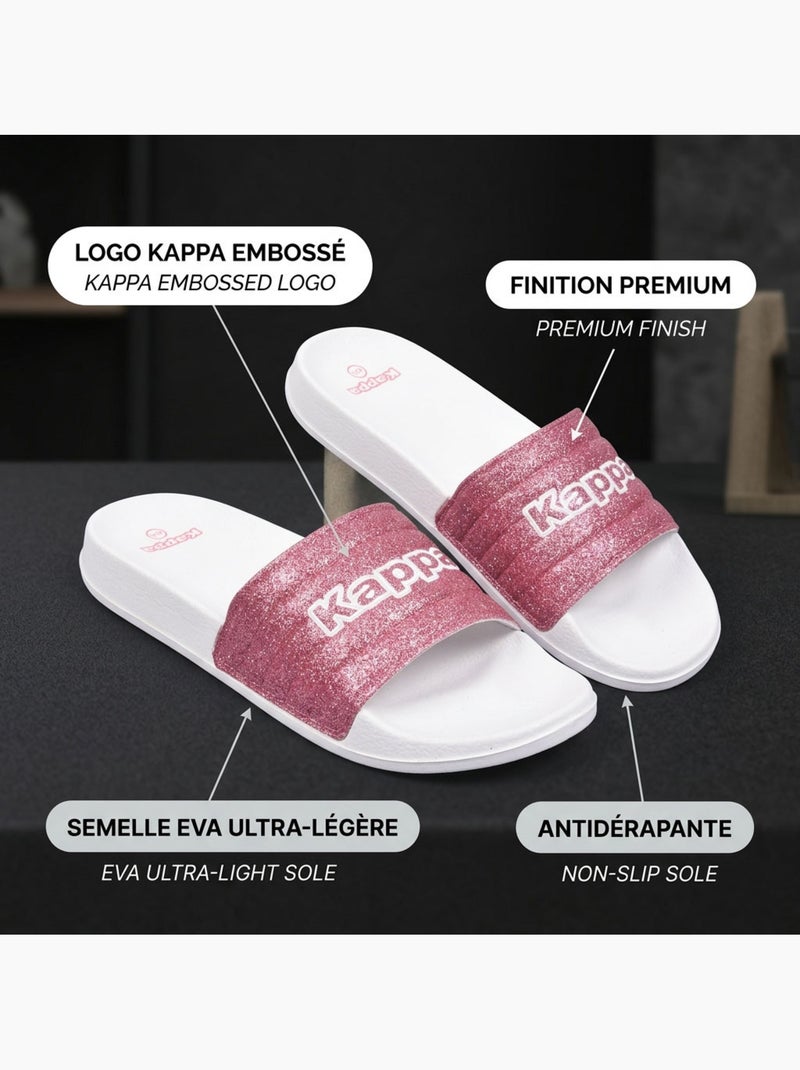 KAPPA Claquette Femme Piscine Glitter Glossy Léopard Rose - Kiabi