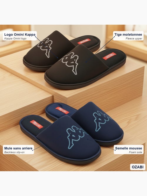 KAPPA Pantoufles Mules Homme Moletonnées Logo Omini Pack 2 Paires - Kiabi